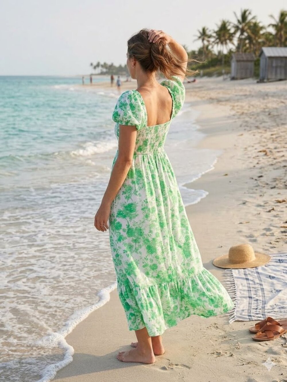 🌲 AMERICAN EAGLE Outfitters Floral Peasant Dress, Vibrant Color!